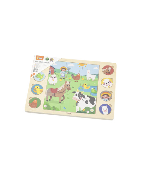 VIGA Medinė dėlionė "Atspėk šešėlį" - Ūkio dėlionė 17 dalių
