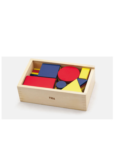 Mediniai Dienes blokai su geometrinėmis figūromis „Viga Toys“ Montessori