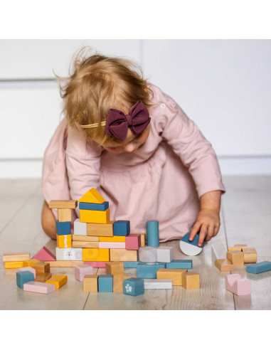 VIGA PolarB Medinių kaladėlių rinkinys kibirėlyje - 60 dalių