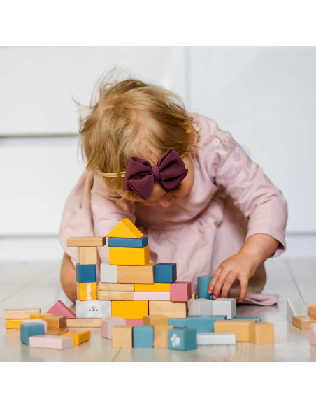 VIGA PolarB Medinių kaladėlių rinkinys kibirėlyje - 60 dalių