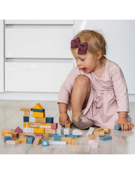 VIGA PolarB Medinių kaladėlių rinkinys kibirėlyje - 60 dalių