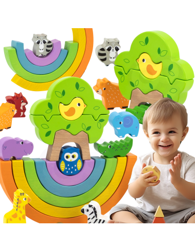 VIGA Wooden Rainbow Puzzle Creative Montessori Blocks