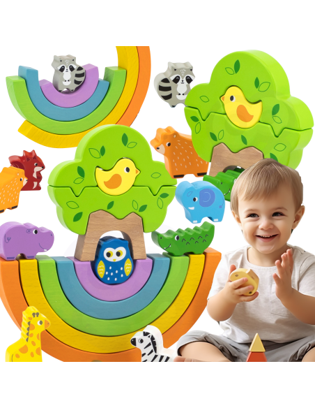 VIGA Wooden Rainbow Puzzle Creative Montessori Blocks