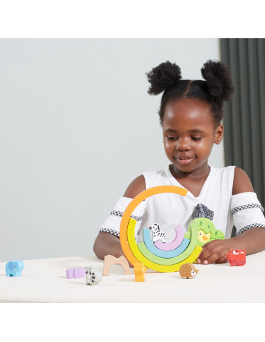 VIGA Wooden Rainbow Puzzle Creative Montessori Blocks