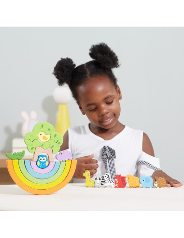 VIGA Wooden Rainbow Puzzle Creative Montessori Blocks