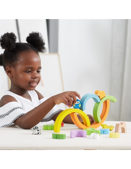 VIGA Wooden Rainbow Puzzle Creative Montessori Blocks