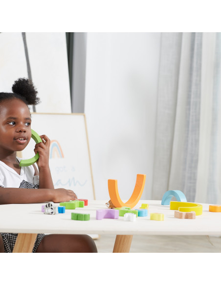 VIGA Wooden Rainbow Puzzle Creative Montessori Blocks