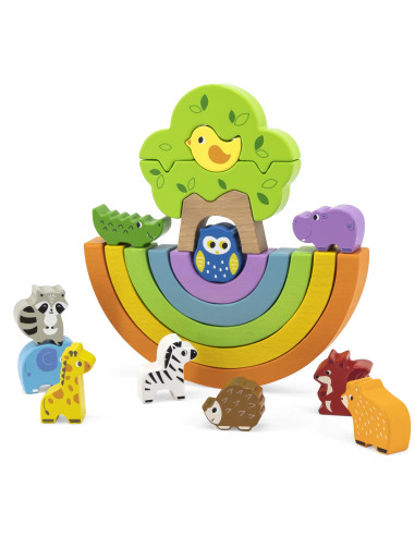 VIGA Wooden Rainbow Puzzle Creative Montessori Blocks