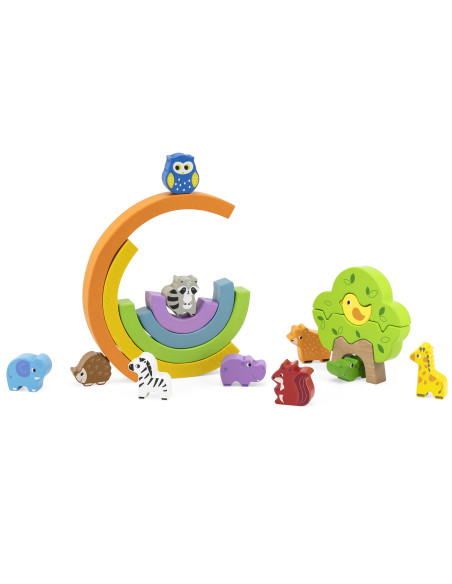 VIGA Wooden Rainbow Puzzle Creative Montessori Blocks