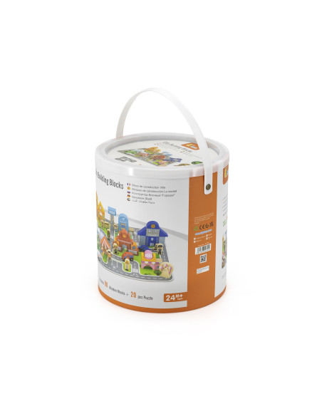 VIGA medinis rinkinys "Building a City Blocks Board" figūrėlės