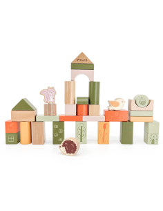 VIGA PolarB Mediniai kaladėlės Montessori kaladėlės Gyvūnai 50 vnt.