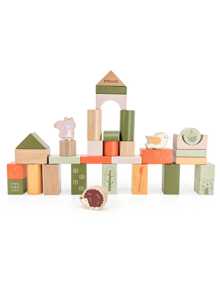 VIGA PolarB Mediniai kaladėlės Montessori kaladėlės Gyvūnai 50 vnt.