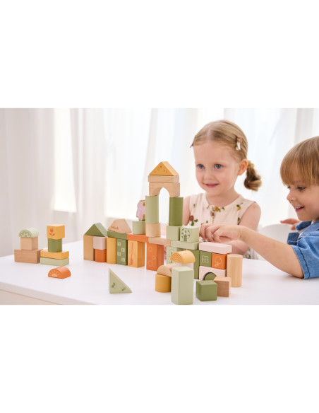 VIGA PolarB Mediniai kaladėlės Montessori kaladėlės Gyvūnai 50 vnt.