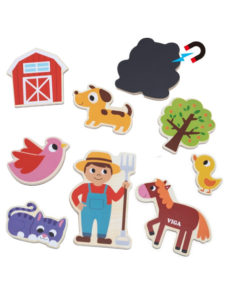 VIGA Magnetinis magnetas "Farm Friends" 20 magnetų - kūrybiškos linksmybės su fermos gyvūnais