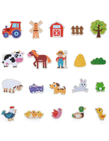 VIGA Magnetinis magnetas "Farm Friends" 20 magnetų - kūrybiškos linksmybės su fermos gyvūnais