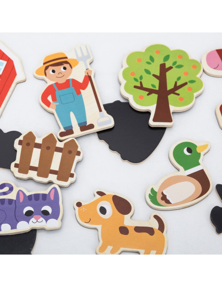 VIGA Magnetinis magnetas "Farm Friends" 20 magnetų - kūrybiškos linksmybės su fermos gyvūnais