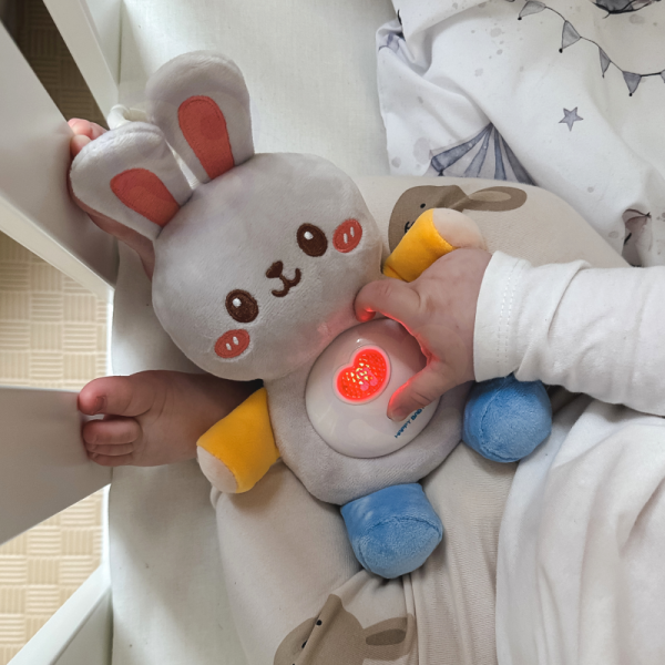 WOOPIE BABY Интерактивная плюшевая игрушка для малышей Cuddly Light Sound Bunny Sleeper Pink