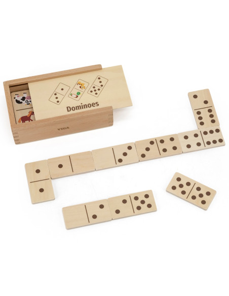 VIGA Mediniai domino 2 in 1 gyvūnai ir skaičiai