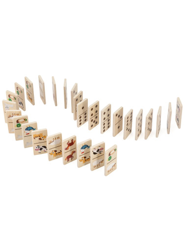 VIGA Mediniai domino 2 in 1 gyvūnai ir skaičiai