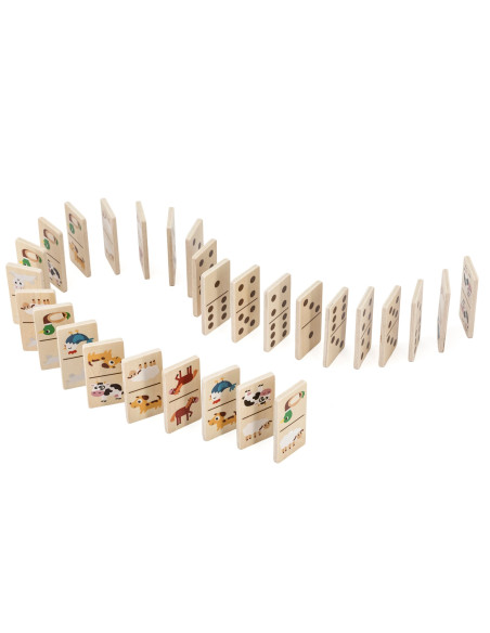 VIGA Mediniai domino 2 in 1 gyvūnai ir skaičiai