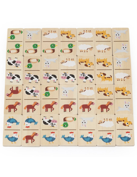 VIGA Mediniai domino 2 in 1 gyvūnai ir skaičiai