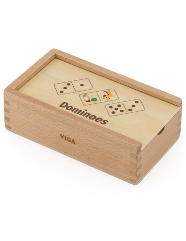 VIGA Mediniai domino 2 in 1 gyvūnai ir skaičiai