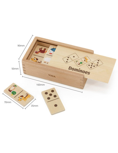 VIGA Mediniai domino 2 in 1 gyvūnai ir skaičiai