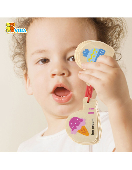 VIGA Medinė Montessori abėcėlės ir anglų kalbos mokymosi knyga