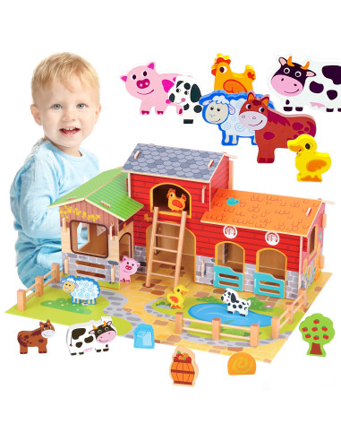 WOOPIE GREEN Mega ūkio gyvūnų figūrėlės Stovykla Tvartas Tvartas Viščiukų vištidė 18 vnt.