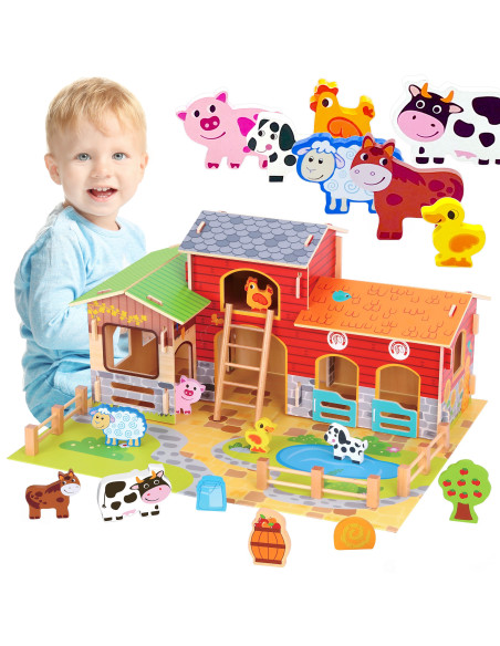 WOOPIE GREEN Mega ūkio gyvūnų figūrėlės Stovykla Tvartas Tvartas Viščiukų vištidė 18 vnt.