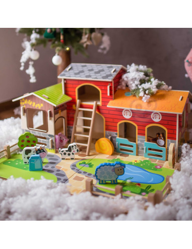 WOOPIE GREEN Mega ūkio gyvūnų figūrėlės Stovykla Tvartas Tvartas Viščiukų vištidė 18 vnt.