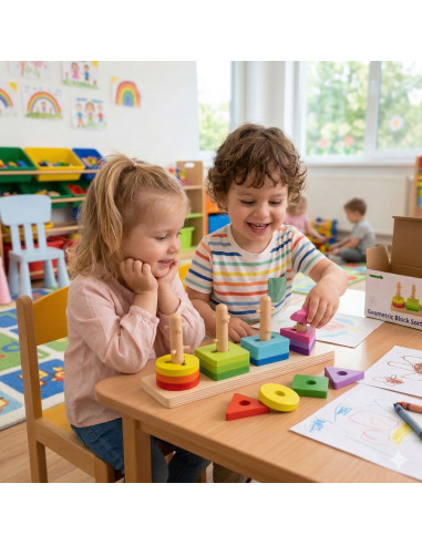 TOOKY TOY Shape Sorter with Colorful Montessori Blocks