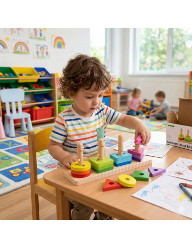 TOOKY TOY formų rūšiuoklė su spalvotais Montessori kaladėlėmis