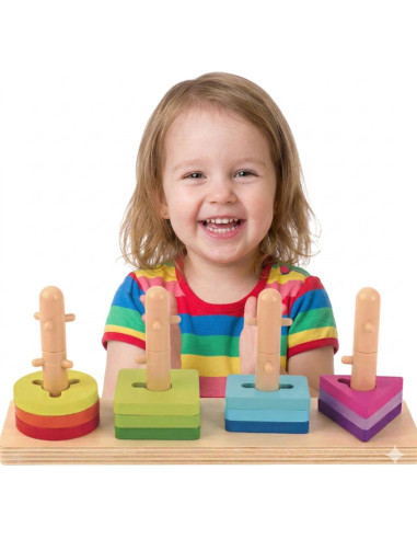TOOKY TOY formų rūšiuoklė su spalvotais Montessori kaladėlėmis