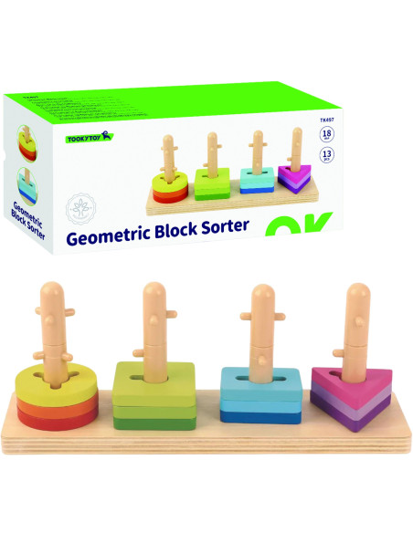 TOOKY TOY Shape Sorter with Colorful Montessori Blocks
