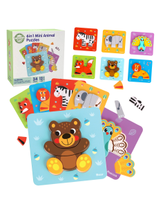 WOOPIE GREEN Wooden Puzzle Blocks Animals Montessori FSC 34pcs.