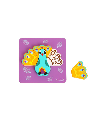 WOOPIE GREEN Mediniai dėlionės kaladėlės gyvūnai Montessori FSC 34vnt.