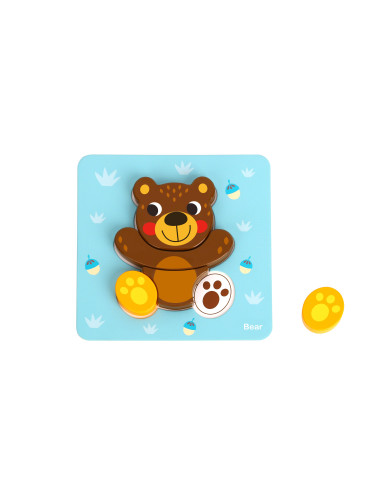 WOOPIE GREEN Mediniai dėlionės kaladėlės gyvūnai Montessori FSC 34vnt.