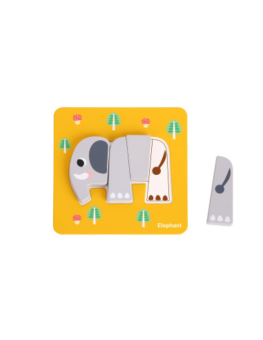 WOOPIE GREEN Mediniai dėlionės kaladėlės gyvūnai Montessori FSC 34vnt.