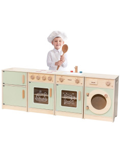 Кухонный набор VIGA PolarB из дерева, XL: стиральная машина, плита, посудомоечная машина - зеленый