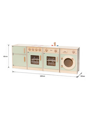 Кухонный набор VIGA PolarB из дерева, XL: стиральная машина, плита, посудомоечная машина - зеленый