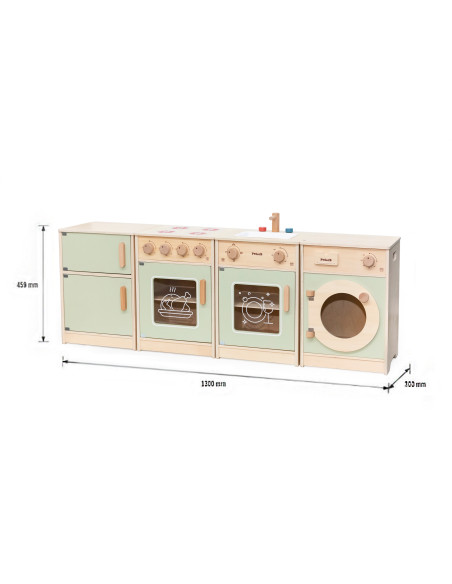 Кухонный набор VIGA PolarB из дерева, XL: стиральная машина, плита, посудомоечная машина - зеленый