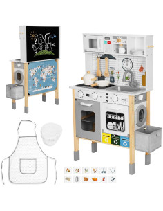 WOOPIE GREEN 9-in-1 Wooden Interactive Kitchen with Washing Machine and Whiteboard