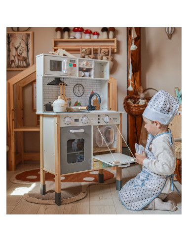 WOOPIE GREEN 9-in-1 medinė interaktyvi virtuvė su skalbimo mašina ir lenta