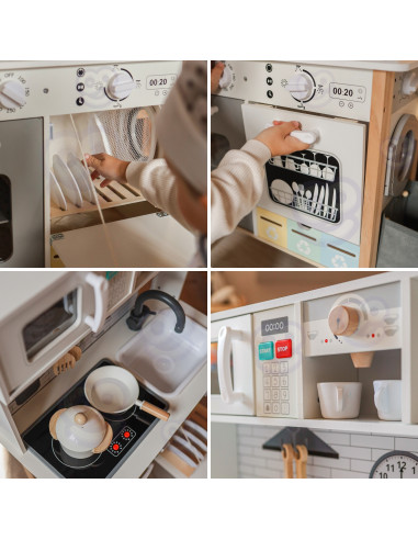 WOOPIE GREEN 9-in-1 medinė interaktyvi virtuvė su skalbimo mašina ir lenta