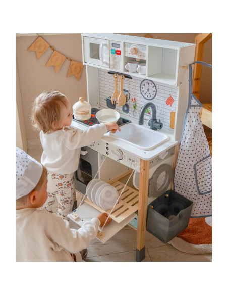 WOOPIE GREEN 9-in-1 medinė interaktyvi virtuvė su skalbimo mašina ir lenta