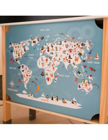 WOOPIE GREEN 9-in-1 medinė interaktyvi virtuvė su skalbimo mašina ir lenta