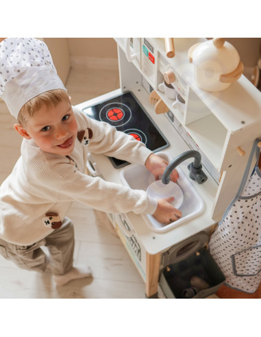 WOOPIE GREEN 9-in-1 medinė interaktyvi virtuvė su skalbimo mašina ir lenta