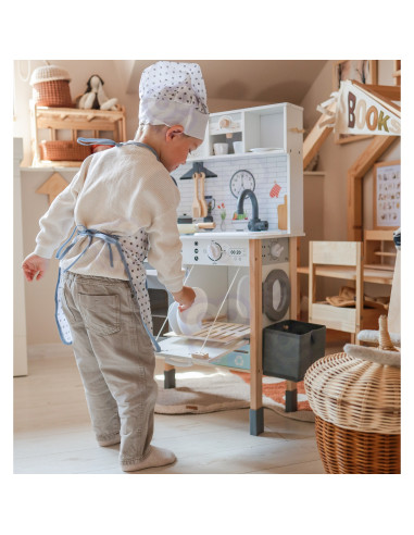 WOOPIE GREEN 9-in-1 medinė interaktyvi virtuvė su skalbimo mašina ir lenta