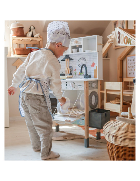 WOOPIE GREEN 9-in-1 medinė interaktyvi virtuvė su skalbimo mašina ir lenta